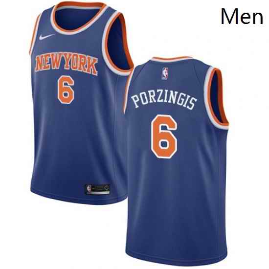 Mens Nike New York Knicks 6 Kristaps Porzingis Swingman Royal Blue NBA Jersey Icon Edition